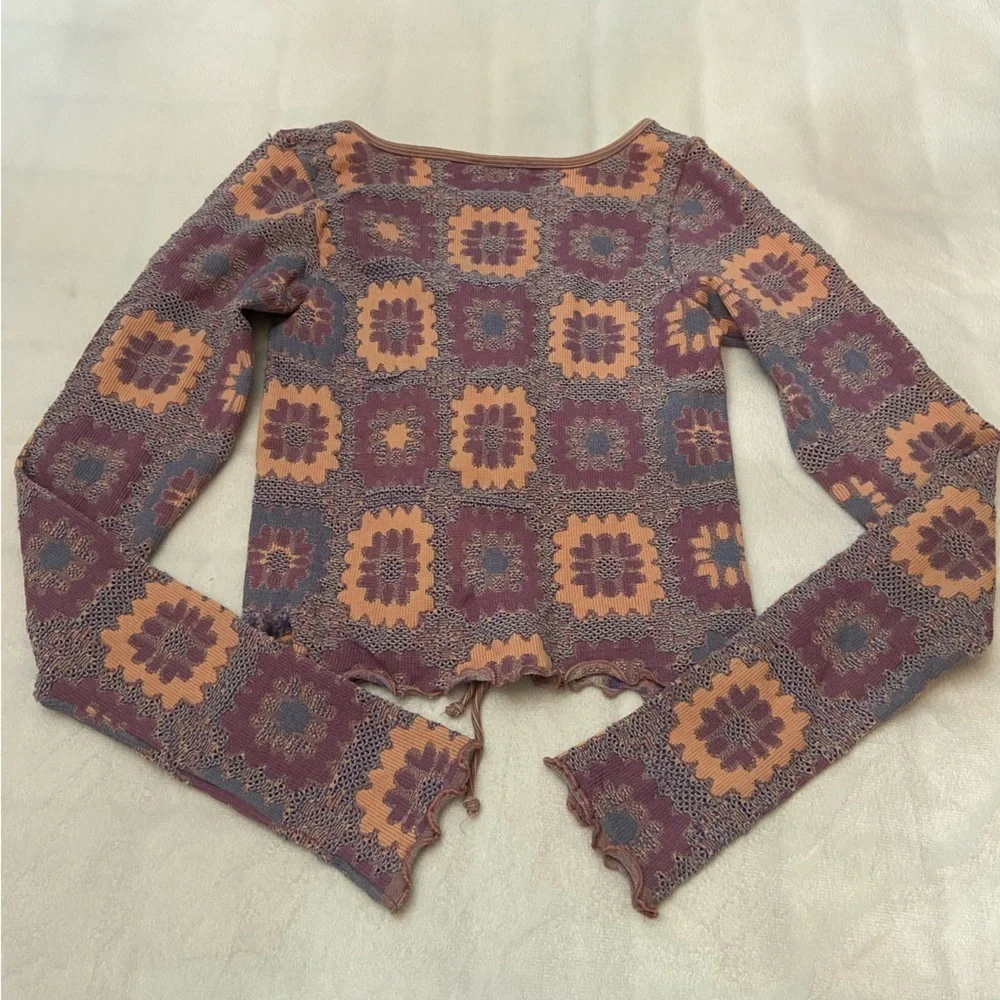 New! Free People Purple Free For All Long Sleeve Cardi Top Size M/L 2458